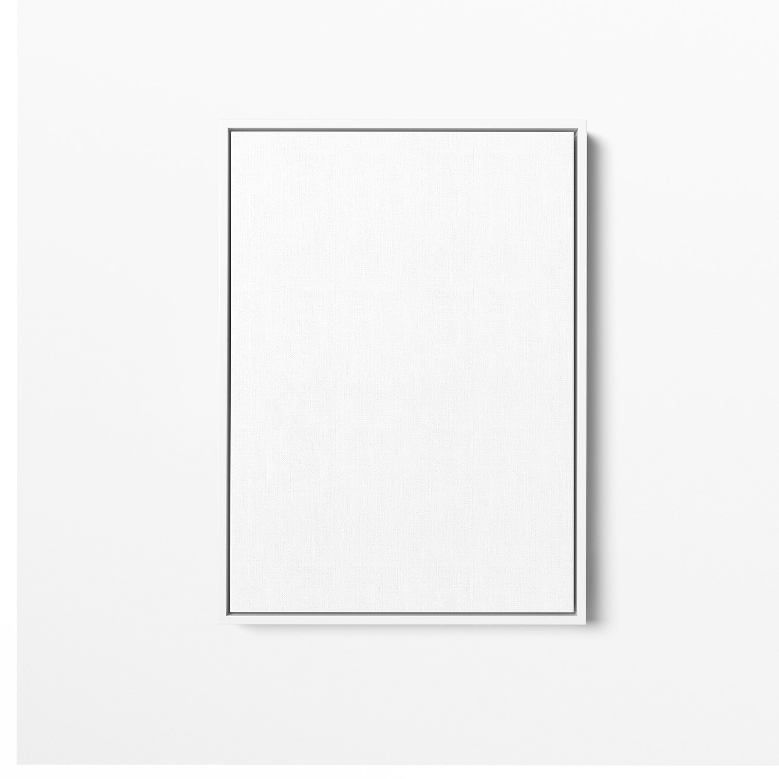 Caisse américaine blanche autour d'une toile blanche tendue sur châssis
